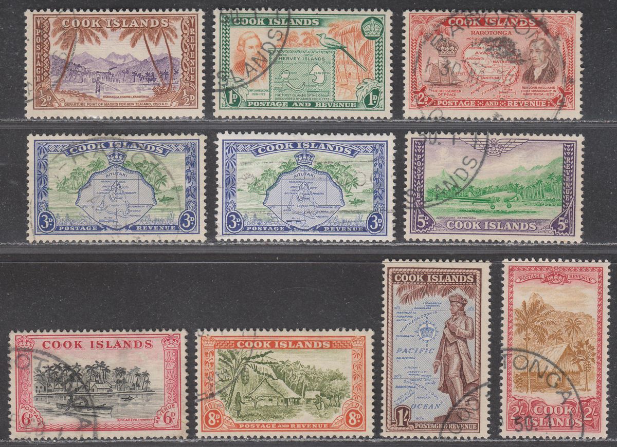 Cook Islands 1949 King George VI Set to 2sh Used SG150-158 cat £30