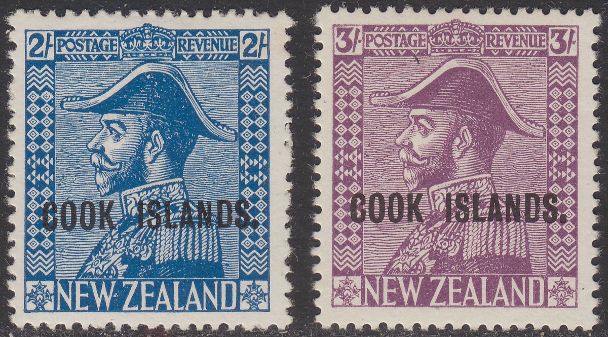 Cook Islands 1936 King George V 2sh, 3sh Overprint Mint SG116-117 cat £31