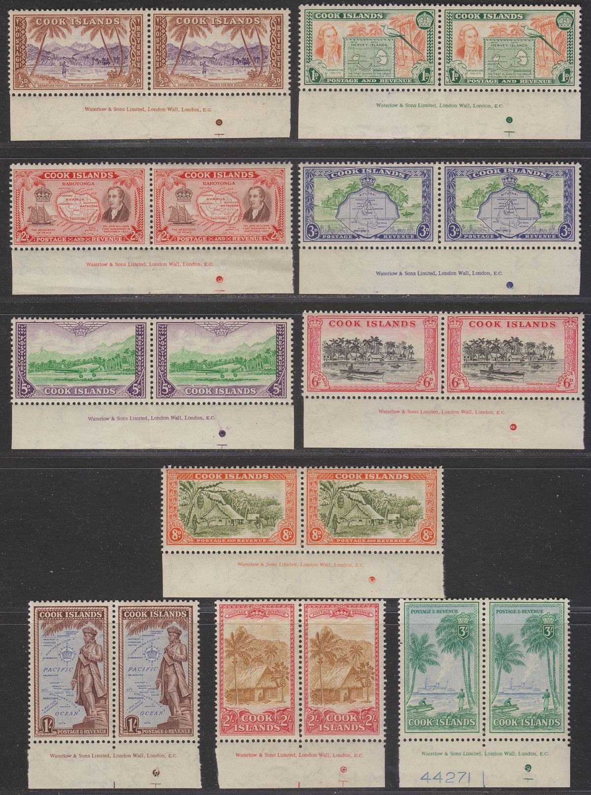 Cook Islands 1949 King George VI Imprint Pairs Set Mint SG150-159 cat £130