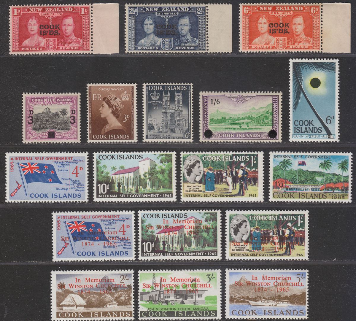 Cook Islands 1937-66 King George VI Onwards Selection to 5sh Mint