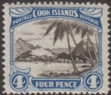 Click for more photos and details Cook Islands 1932 KGV 4d Black and Bright Blue perf 14x13 Mint SG103b