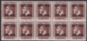 Click for more photos and details Cook Islands 1919 KGV Rarotonga Surcharge 3d Chocolate p14x14½ Block Mint SG49a