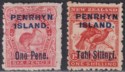 Click for more photos and details Penrhyn Island 1903 KEVII Surcharge 6d Mint, 1sh Unused SG15-16a cat £64
