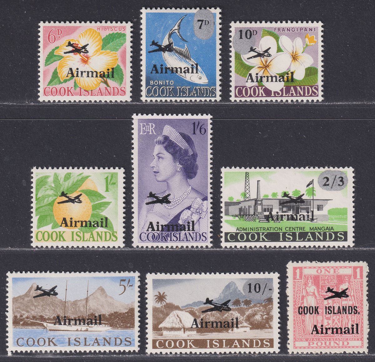 Cook Islands 1966 QEII Airmail Overprint Set Mint SG185-193 cat £32