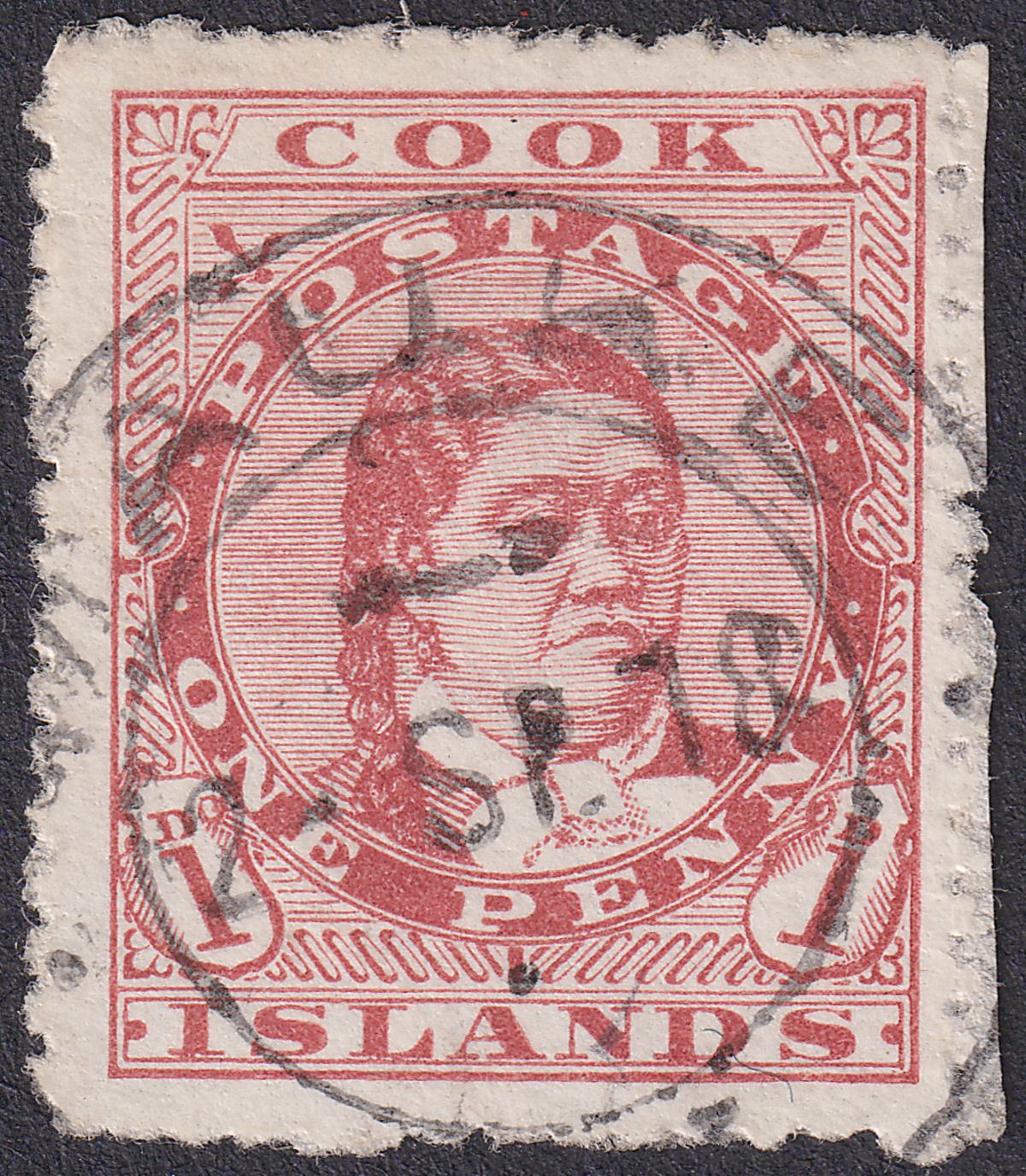 Cook Islands 1918 KGV 1d Red Used with MAUKE Postmark