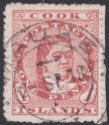 Click for more photos and details Cook Islands 1918 KGV 1d Red Used with MAUKE Postmark