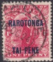 Click for more photos and details Cook Islands 1924 KGV Rarotonga Surcharge 1d Carmine Used with MAUKE Postmark