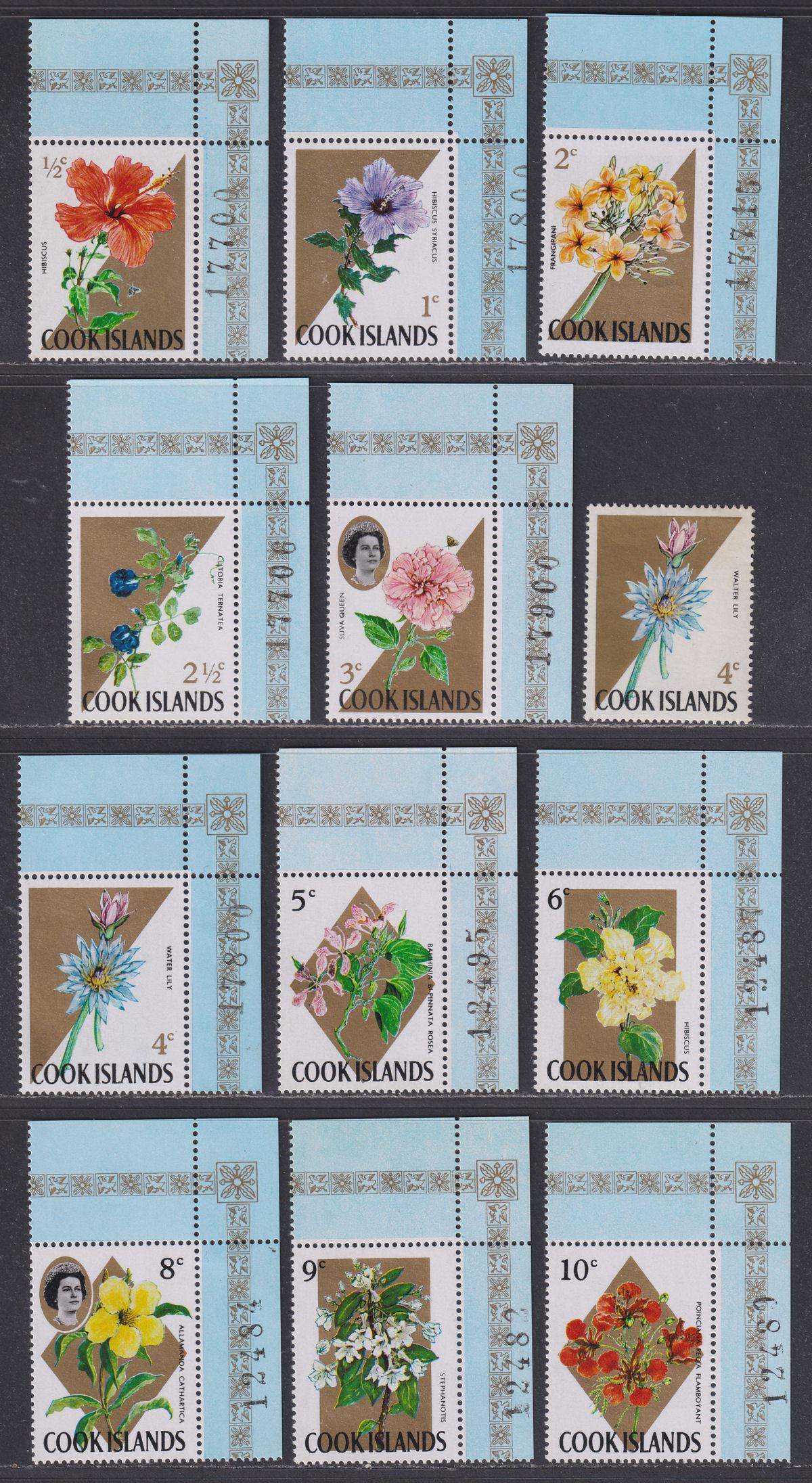 Cook Islands 1967-71 QEII Flowers Set Mint SG227-248 mix of types