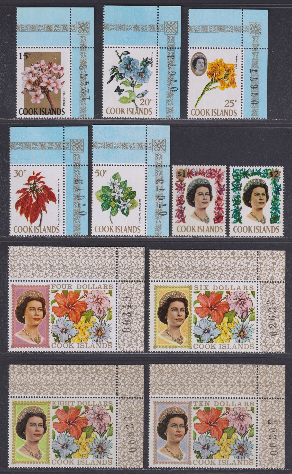 Cook Islands 1967-71 QEII Flowers Set Mint SG227-248 mix of types