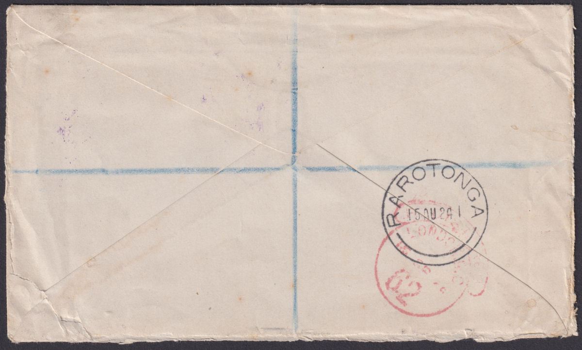 Cook Islands 1924 KGV 3d, ½d x 2 Used Registered Cover to UK w MANGAIA Postmark