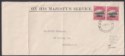Aitutaki 1927 KGV 1d Pair w Double Derrick Variety Used on Official Cover to UK