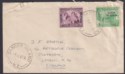 Click for more photos and details Cook Islands 1949 KGVI 2d, 1d Used on Cover to UK with DANGER ISLAND Postmark
