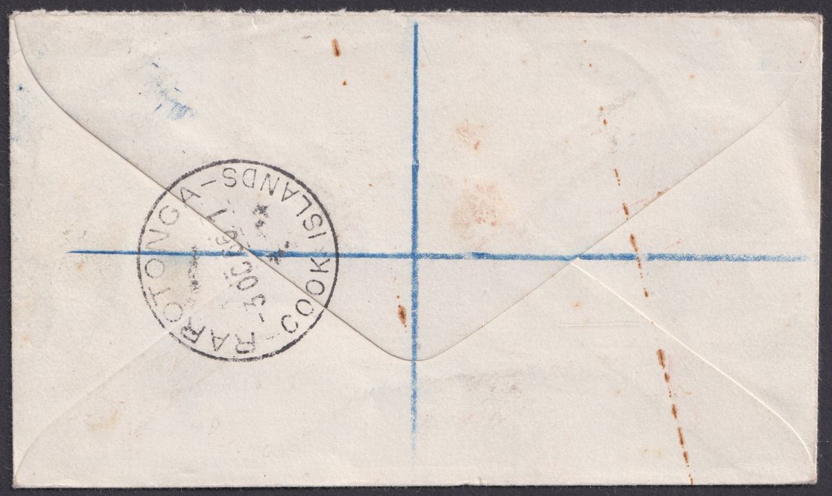 Cook Islands 1966 Unstamped Registered Airmail Cover to UK with MITIARO Postmark