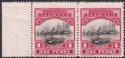 Aitutaki 1924 KGV 1d Pair with Double Derrick Flaw Variety R5/2 Mint SG31a