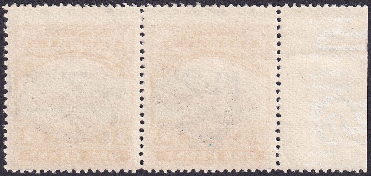 Aitutaki 1924 KGV 1d Pair with Double Derrick Flaw Variety R5/2 Mint SG31a