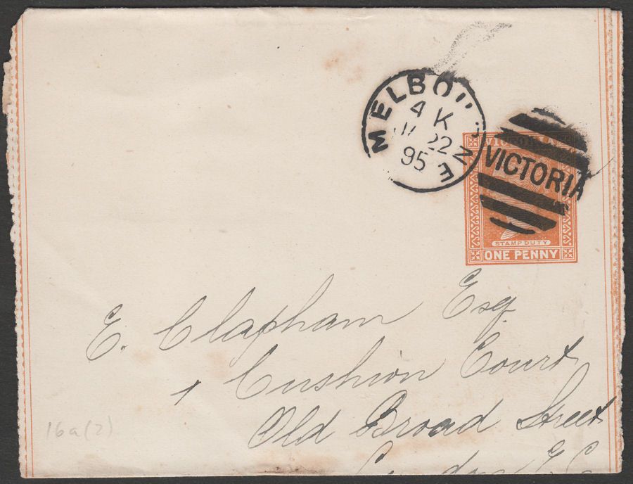 Victoria 1895 QV 1d Orange Postal Stationery Wrapper Used Melbourne to ...