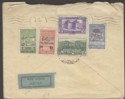Click for more photos and details Syria 1945 Multi-Stamp Cover with 5p Obligatory Tax Used Damascus to UK