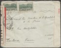 Syria Republic Under French Mandate 2p.50 x2 Cover Used to Toulouse w 3 Censors
