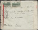 Click for more photos and details Syria Republic Under French Mandate 2p.50 x2 Cover Used to Toulouse w 3 Censors