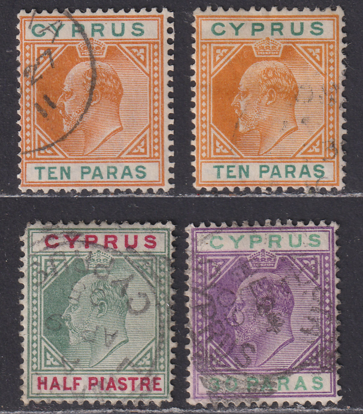 Cyprus 1904 King Edward VII 10pa, ½pi, 30pa used SG61-63