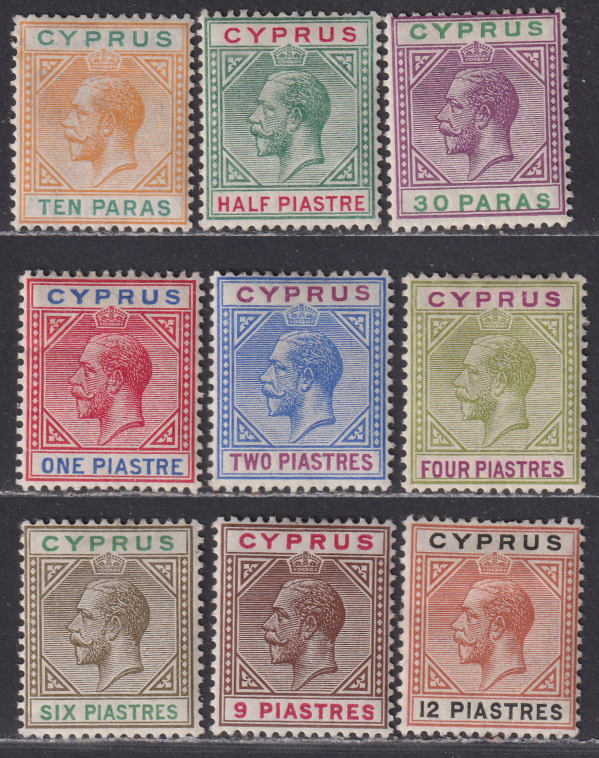 Cyprus 1912 King George V Short Set to 12pi Mint SG74-82 cat £120