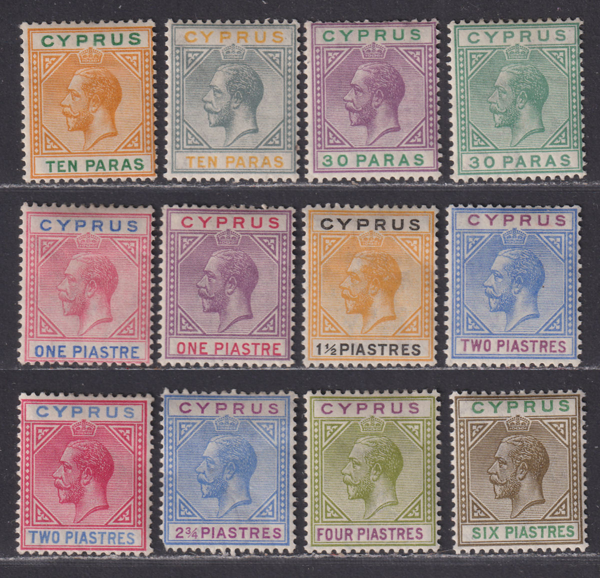Cyprus 1921-23 King George V Short Set to 6pi Mint SG85-96 cat £200