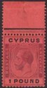 Click for more photos and details Cyprus 1924 KGV £1 Purple and Black on Red Marginal Mint SG102 cat £300