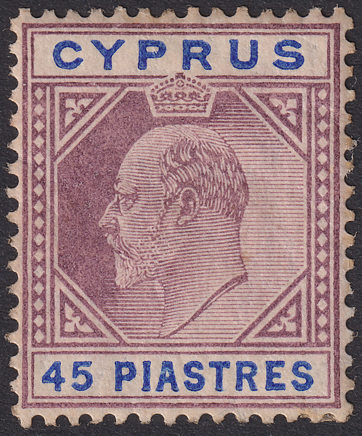 Cyprus 1904 KEVII 45pi Dull Purple and Ultramarine Mint SG71 cat £130 TONES