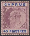 Click for more photos and details Cyprus 1904 KEVII 45pi Dull Purple and Ultramarine Mint SG71 cat £130 TONES