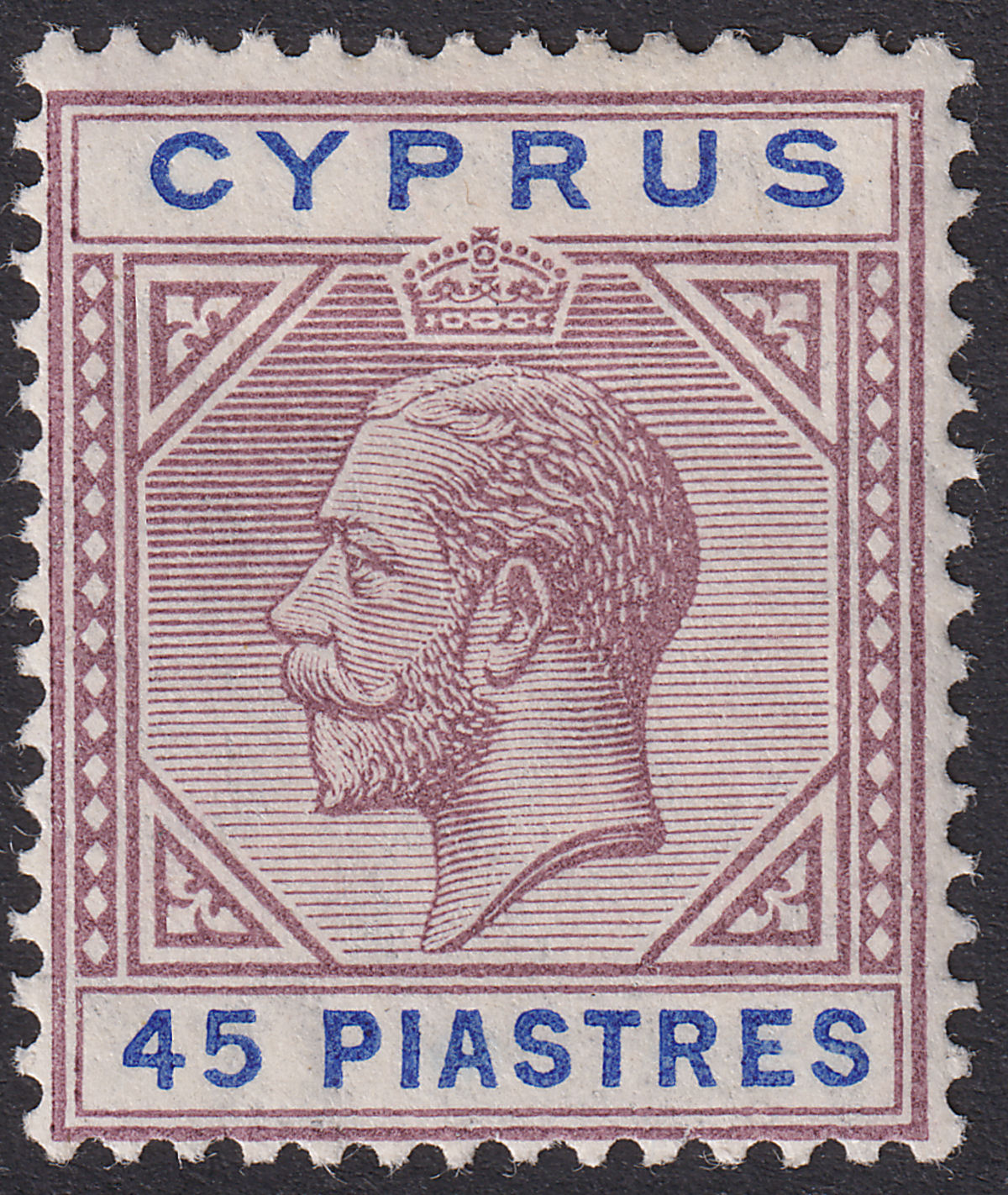 Cyprus 1915 KGV 45pi Dull Purple and Ultramarine Mint SG84 cat £150
