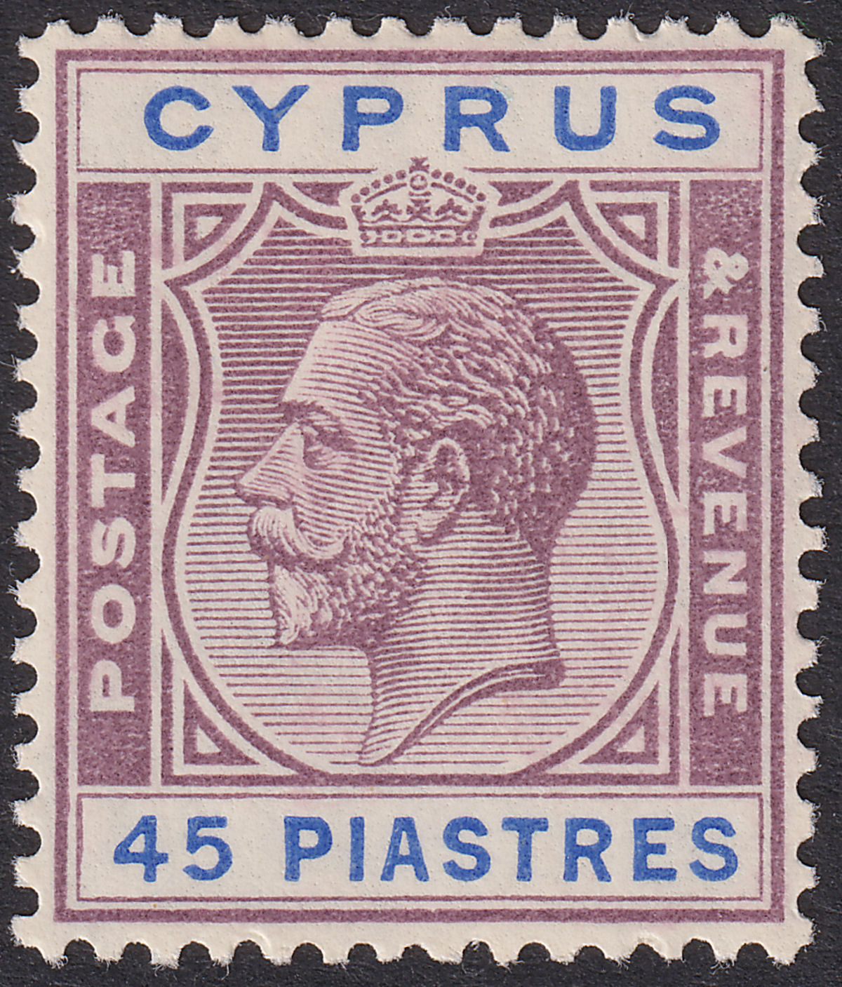 Cyprus 1924 KGV 45pi Purple and Blue Mint SG116 cat £70