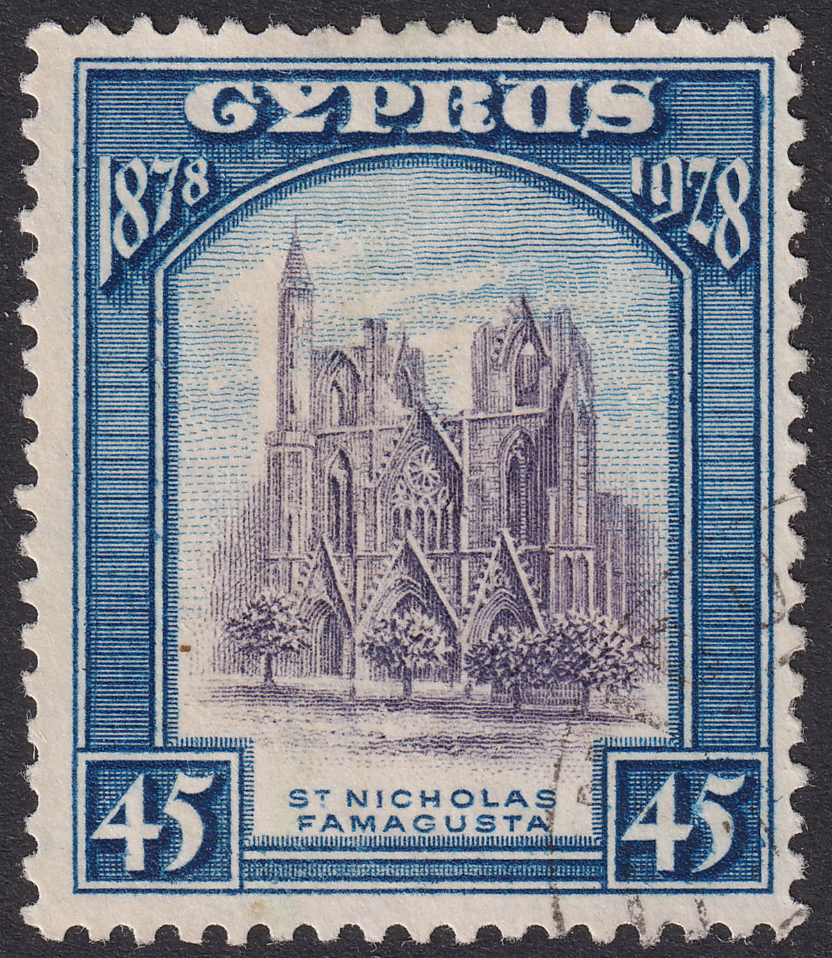 Cyprus 1928 KGV British Rule 45pi Violet + Blue Used SG131 cat £60 late usage