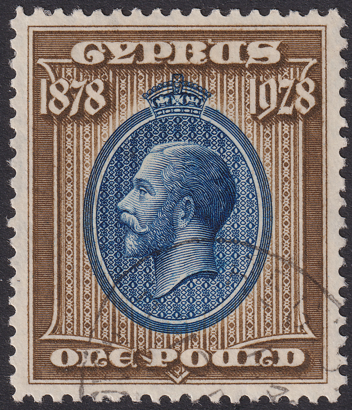 Cyprus 1928 KGV British Rule £1 Blue and Bistre-Brown Used SG132 cat £325