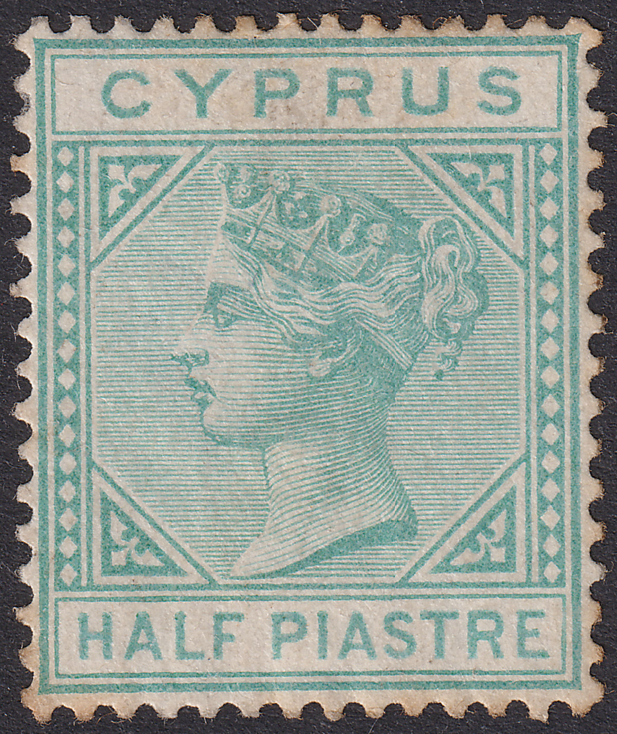 Cyprus 1881 QV ½pi Emerald-Green Mint SG11 cat £200 with TONES