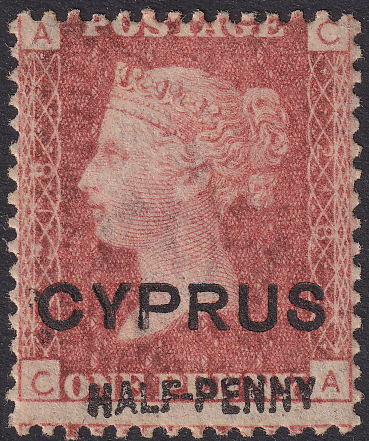 Cyprus 1881 QV ½d Surcharge on GB 1d Red Plate 218 Mint SG9 cat £110