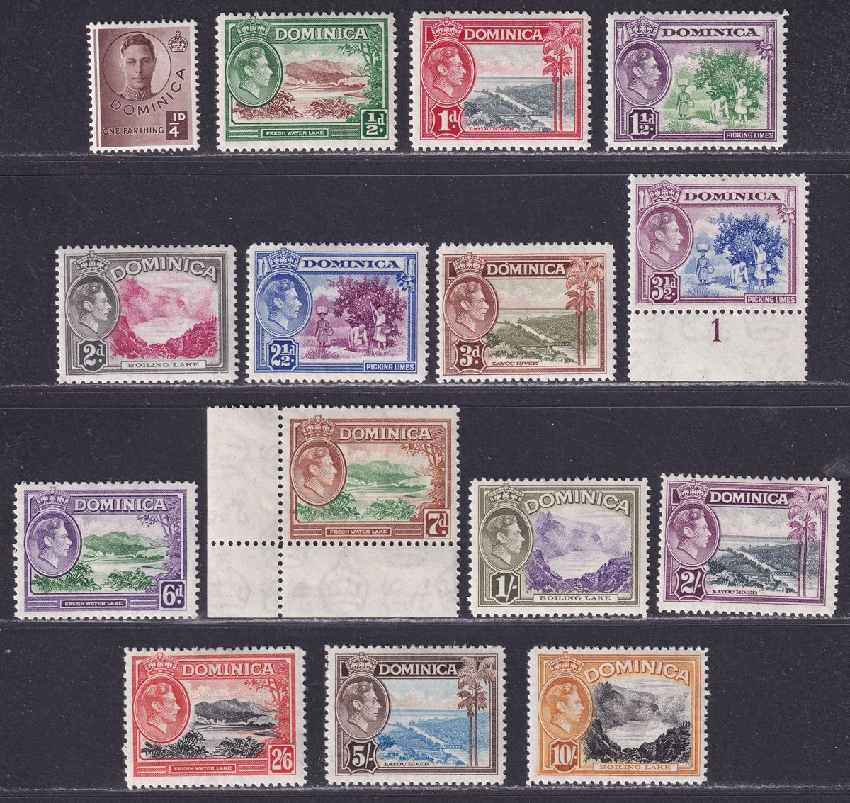 Dominica 1938-47 King George VI Set Mint SG99-109a cat £95