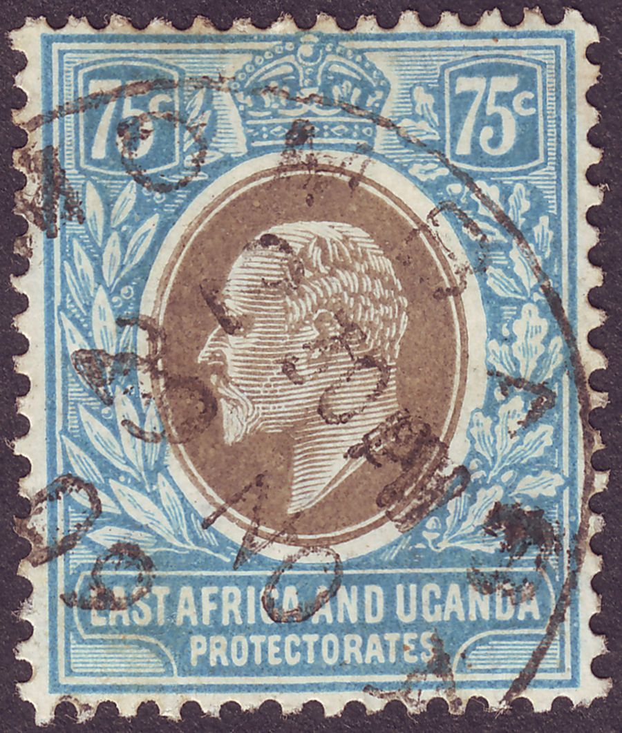 East Africa & Uganda 1908 KEVII 75c Grey and Pale Blue Used SG42