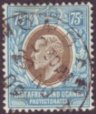 Click for more photos and details East Africa & Uganda 1908 KEVII 75c Grey and Pale Blue Used SG42