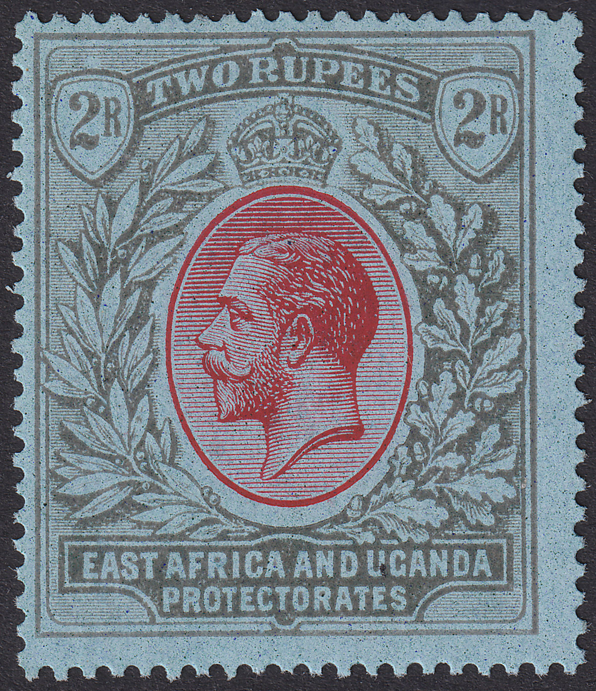 East Africa Uganda 1921 KGV 2r Red and Black on Blue Mint SG72 cat £100