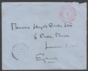 Click for more photos and details British Forces in Egypt 1934? KGV Postal Seal 1p Used on Cover CAIRO to LONDON