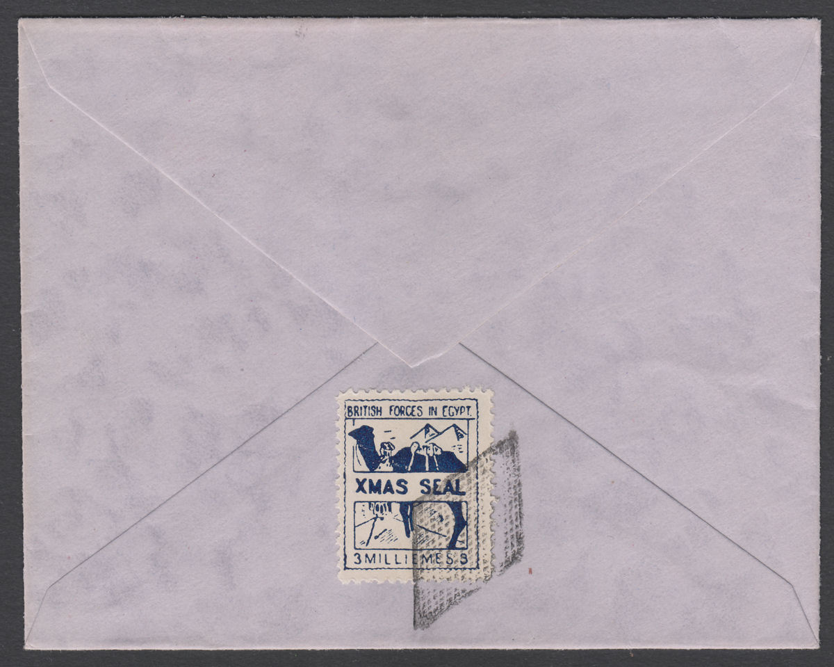 British Forces in Egypt 1934 KGV Xmas Seal 3m Deep Blue Used Unaddressed Cover