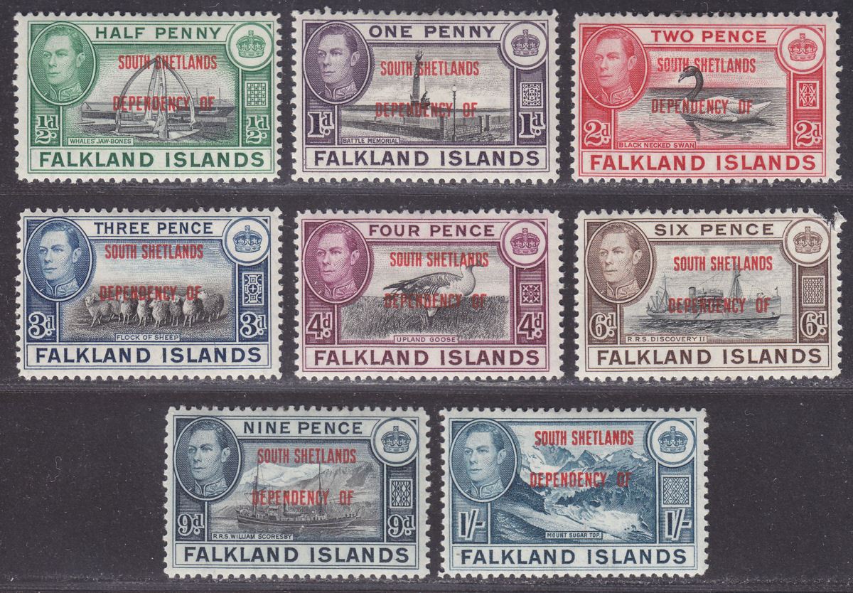 Falkland Islands Dependencies 1944 KGVI Sth Shetlands Opt Set Mint SG D1-8 FLT6d