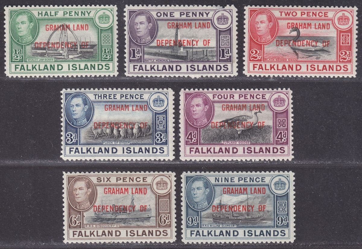 Falkland Islands Dependencies 1944 KGVI Graham Land Overprint Set to 9d