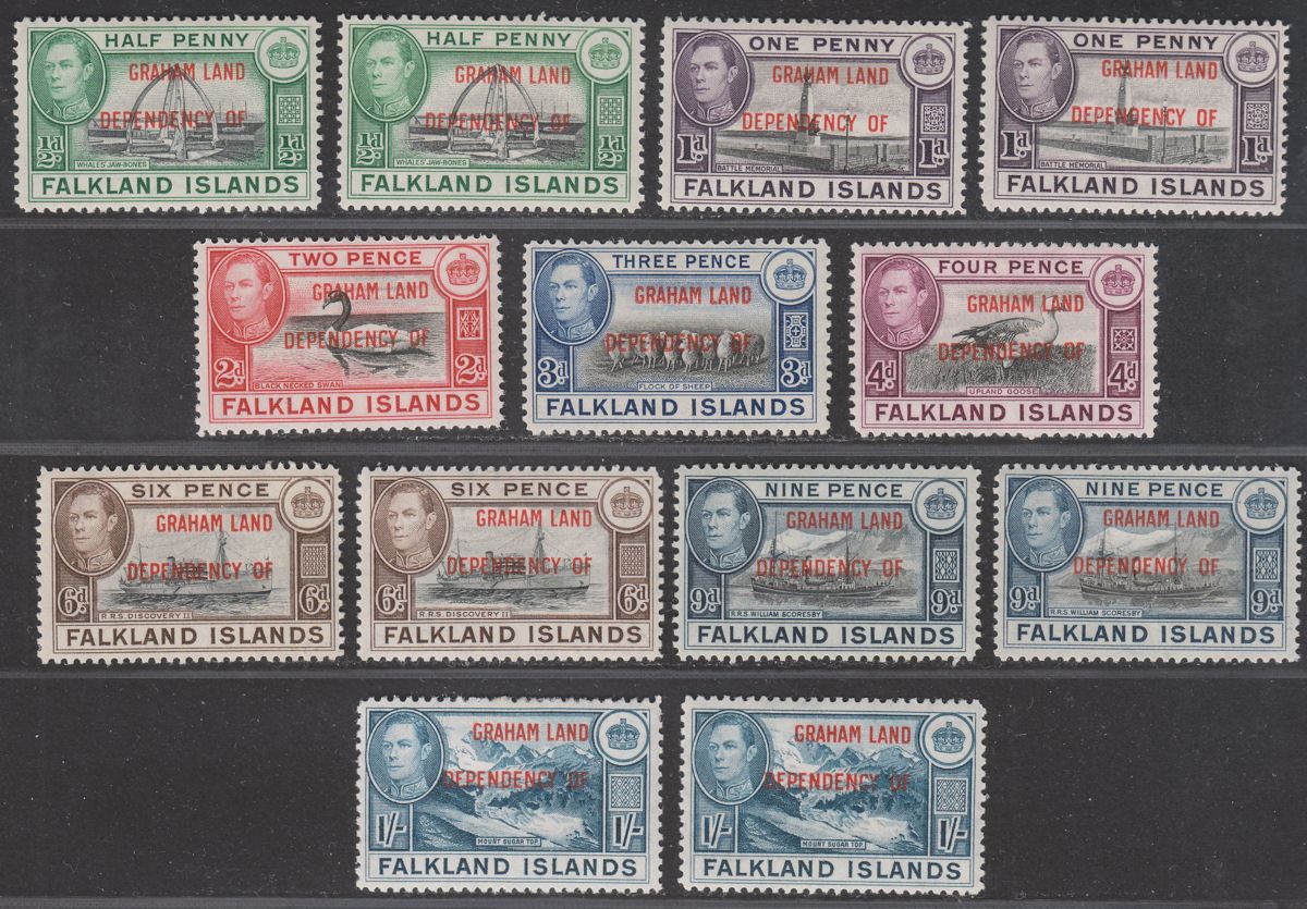 Falkland Islands Dependencies 1944 KGVI Graham Land Overprint Set Mint SG A1-A8