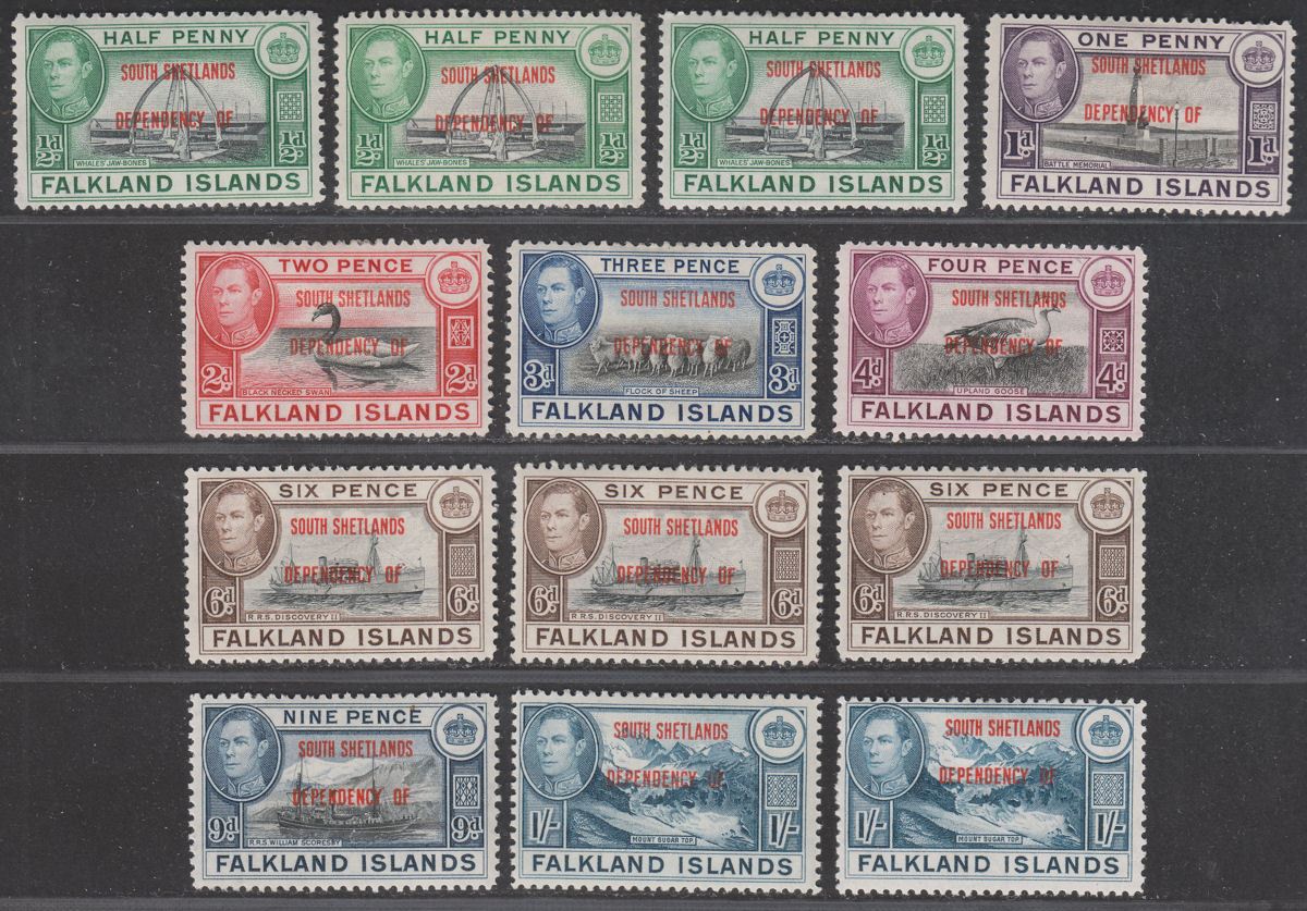 Falkland Islands Dependencies 1944 KGVI Sth Shetlands Overprint Set Mint SG D1-8