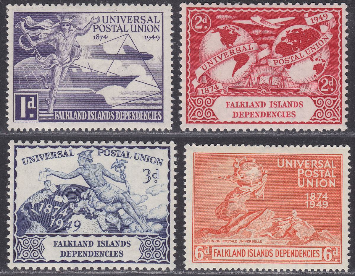 Falkland Islands Dependencies 1949 KGVI 75th Anniv of UPU Set Mint SG G21-24