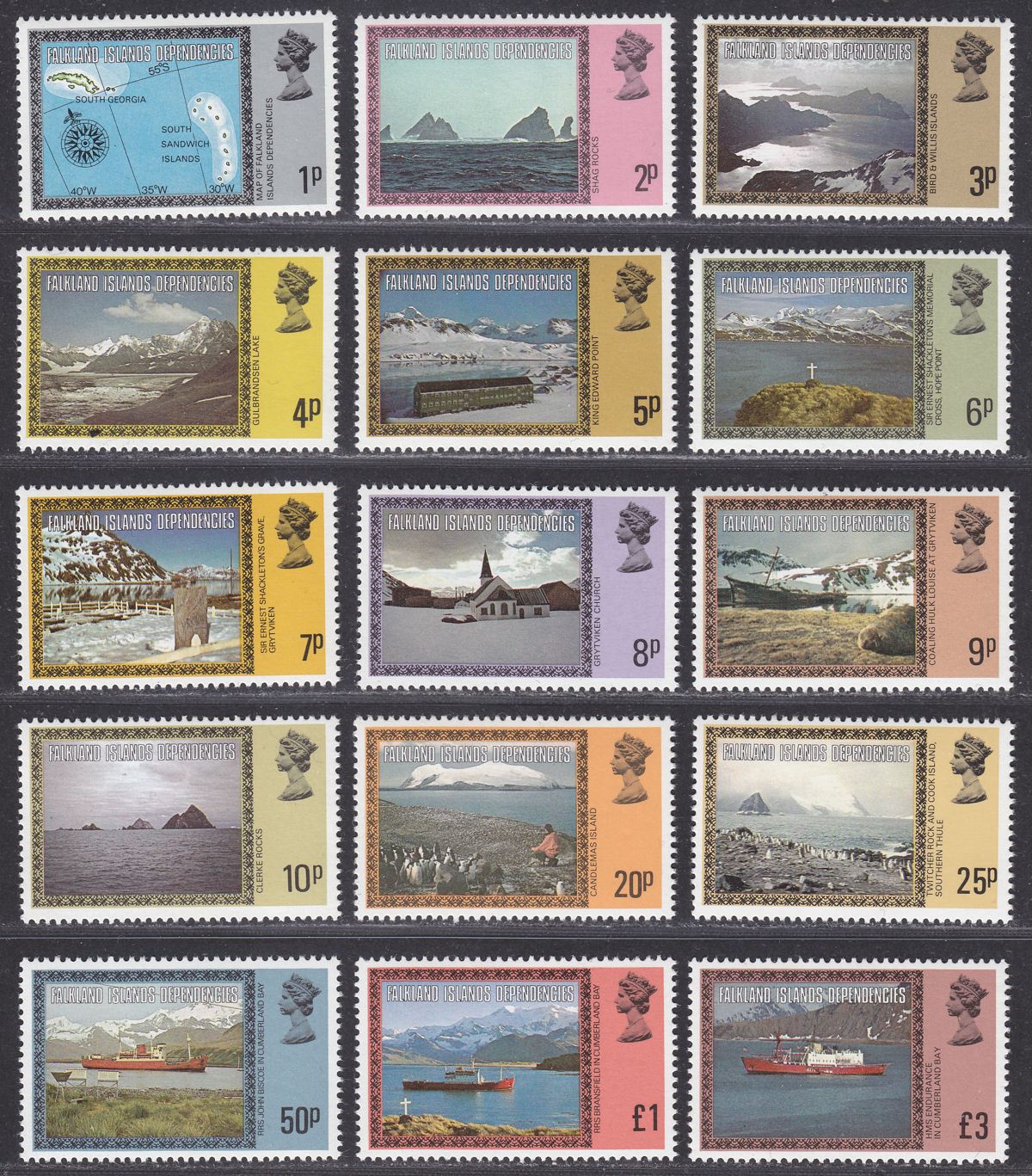 Falkland Islands Dependencies 1980 QEII Views Set UM Mint SG74A-88A