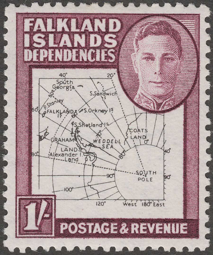 Falkland Islands Dependencies 1948 KGVI Thin Map 1sh Mint SG G16