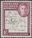 Click for more photos and details Falkland Islands Dependencies 1948 KGVI Thin Map 1sh Mint SG G16