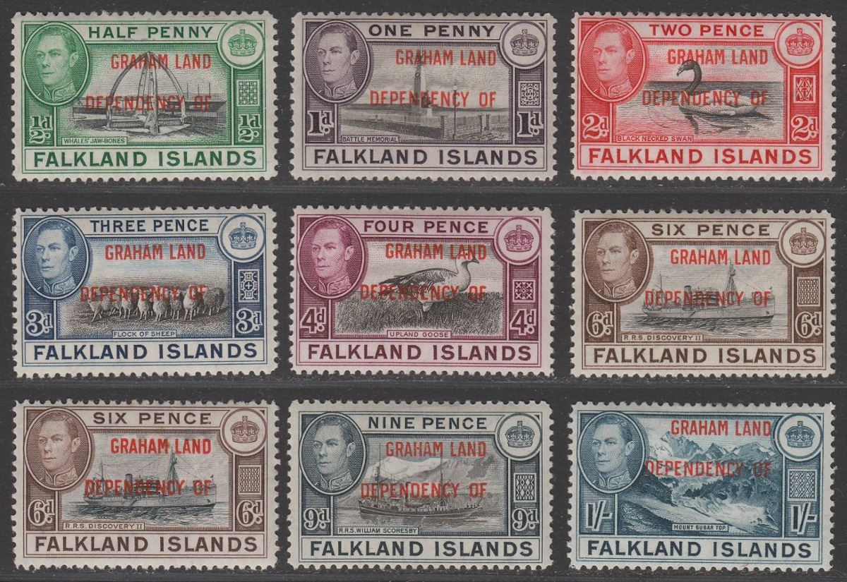Falkland Islands Dependencies 1944 Graham Land Overprint 6d x2 Set Mint SG A1-A8
